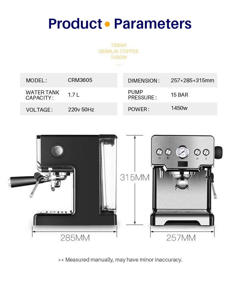 Espresso Coffee Maker Stainless Steel Italian Coffee Machine